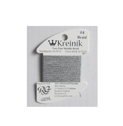 Kreinik #4 Very Fine Braid 001HL