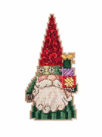 Gnome Holding Gifts - Beaded Cross Stitch Kit